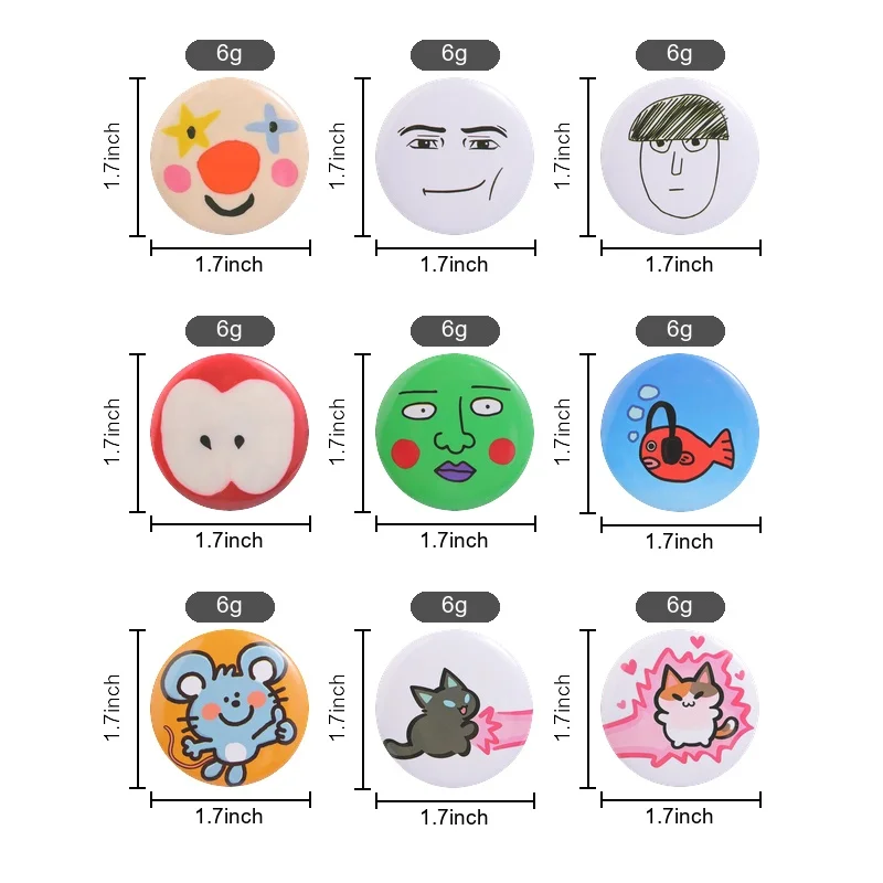 Animal Meme Round Badge Funny Cute Cat Rat Button Pin Goldfish Apple Clown Green Face Tinplate Brooch Accessories Gift
