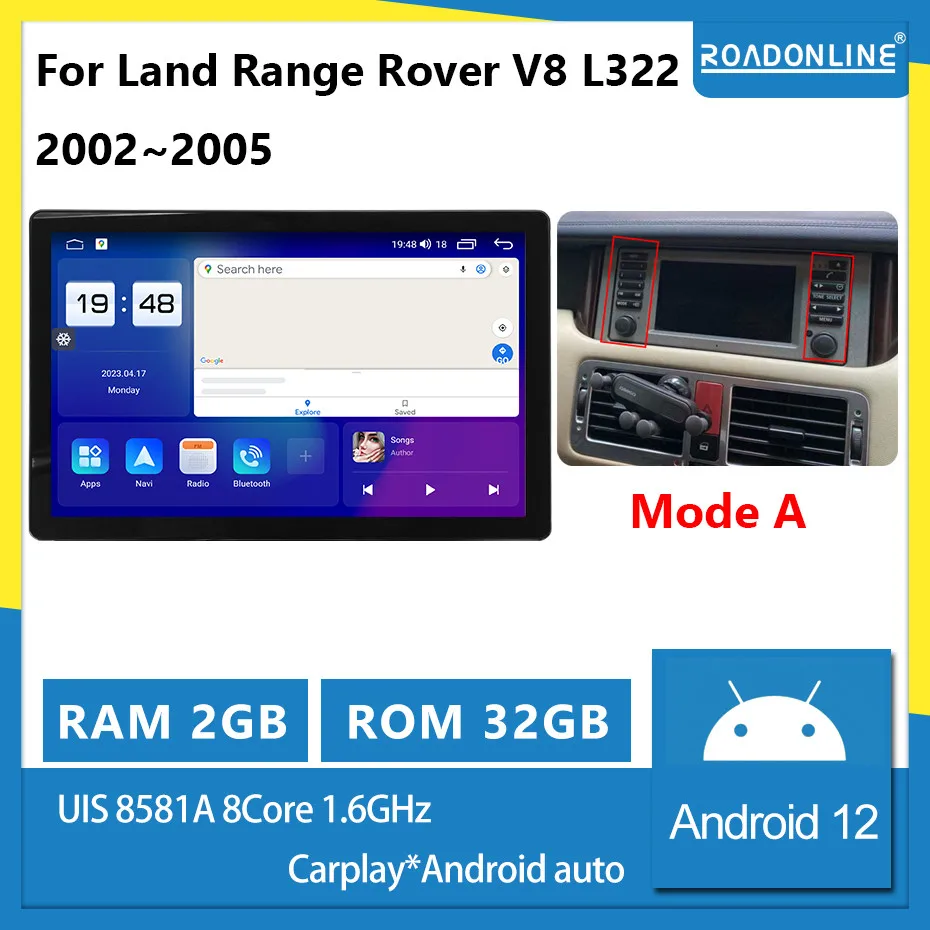 12.9 pouces pour Land Rover Range V8 L322 2005 ~ 2012 autoradio Android 15 2000*1200 8GB RAM 256GB R