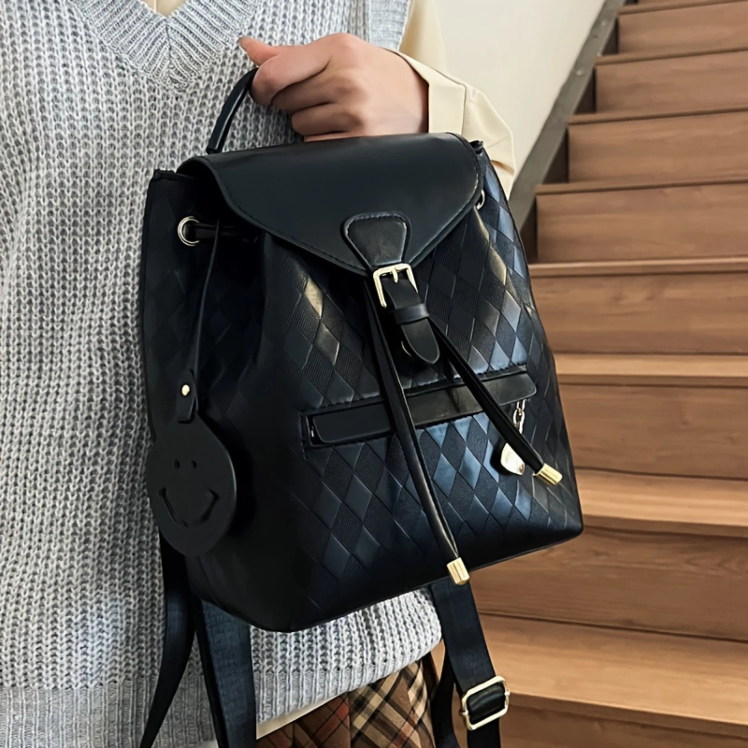 

PU Leather Backpack For Women, Trendy Casual Daypack, Versatile Flap Shoulder Bag With Top Handle