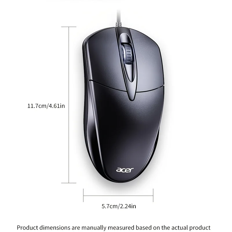 Acer (Acer) Wired Mouse, Portable Office Mouse Home Business Game Soft USB Interface Plug and Play Black M119