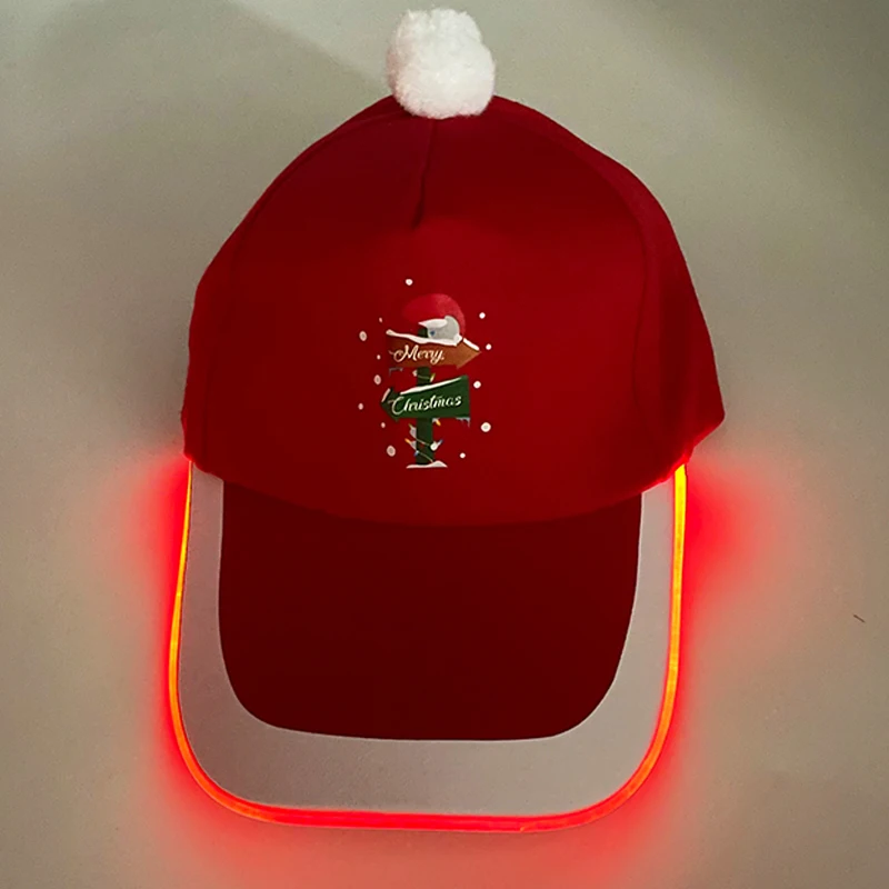 LED Christmas baseball hat Christmas Tree Snowman Pattern Men\'s and Women\'s Baseball Caps Christmas Happy Near Year Light Hat