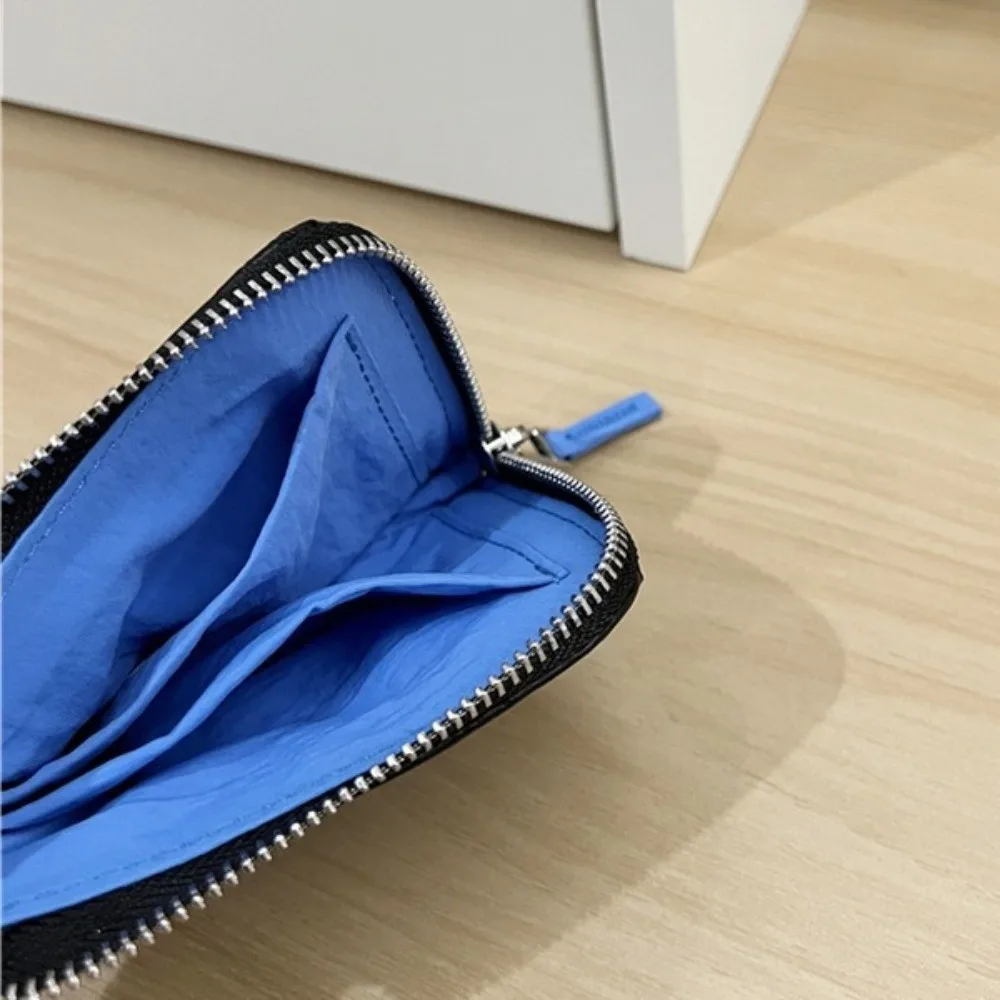 Cute Solid Color Quilted Coin Purse Square Nylon Padded Wallet Portable Ultralight Mini Card Holder