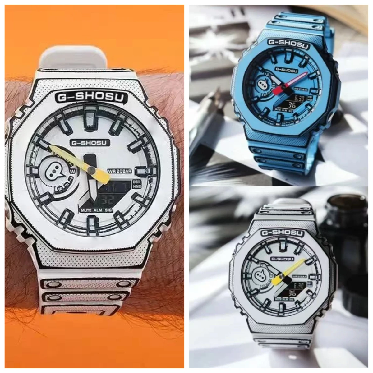 

9898 Store Sports electronic men's watch world time full function dual display automatic lifting light