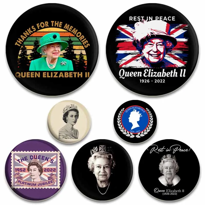 Queen Elizabeth II Lapel Pin Handmade Brooch Badges on Backpack Funny Alloy Brooches for Women Jewelry Accessory Holiday Gifts