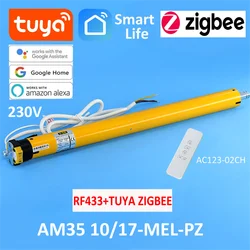 Умный трубчатый двигатель для жалюзи A-OK AM35 10/17, RF433 + Tuya zigbee, для трубчатого затвора 40 мм/45 мм/47 мм/50 мм, через Alexa Google Home