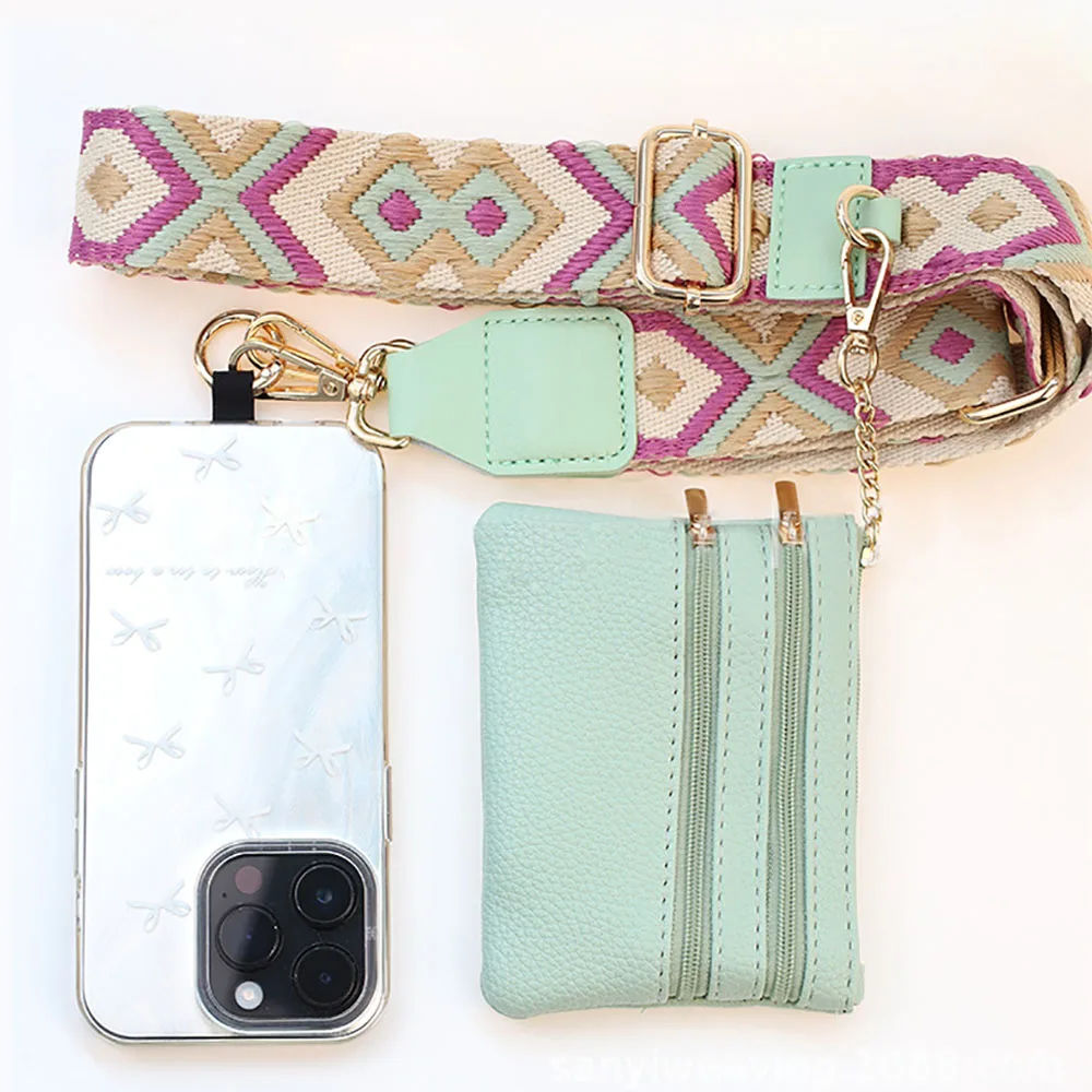 

Adjustable Phone Strap With Zippered Pouch Neck Cord Wallet Crossbody Mobile Phone Straps Cell Holder Anti-lost Hanging Lanyard