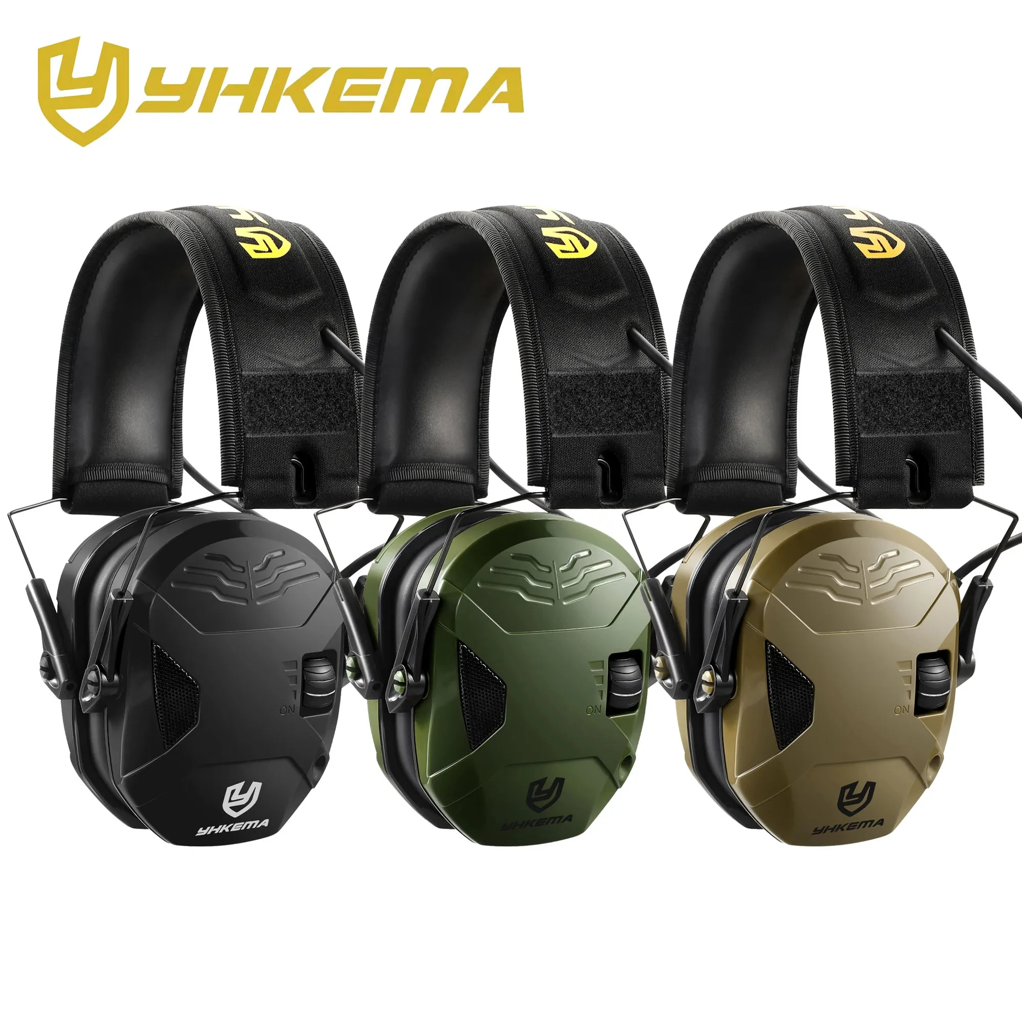 YHKEMA E60 Electronic Ear Protection for Shooting Range with Sound Amplification Noise Reduction, Ear Muffs for Gun Range