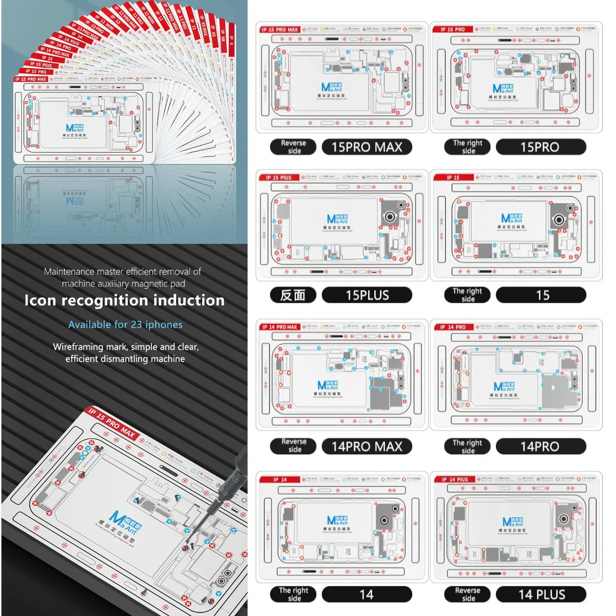 

MaAnt Magnetic Screw Memory Mat Mini Chart Work Pad 4IP Strong Magnetic Screwdriver for Micro Small Screws Place Repair Tools