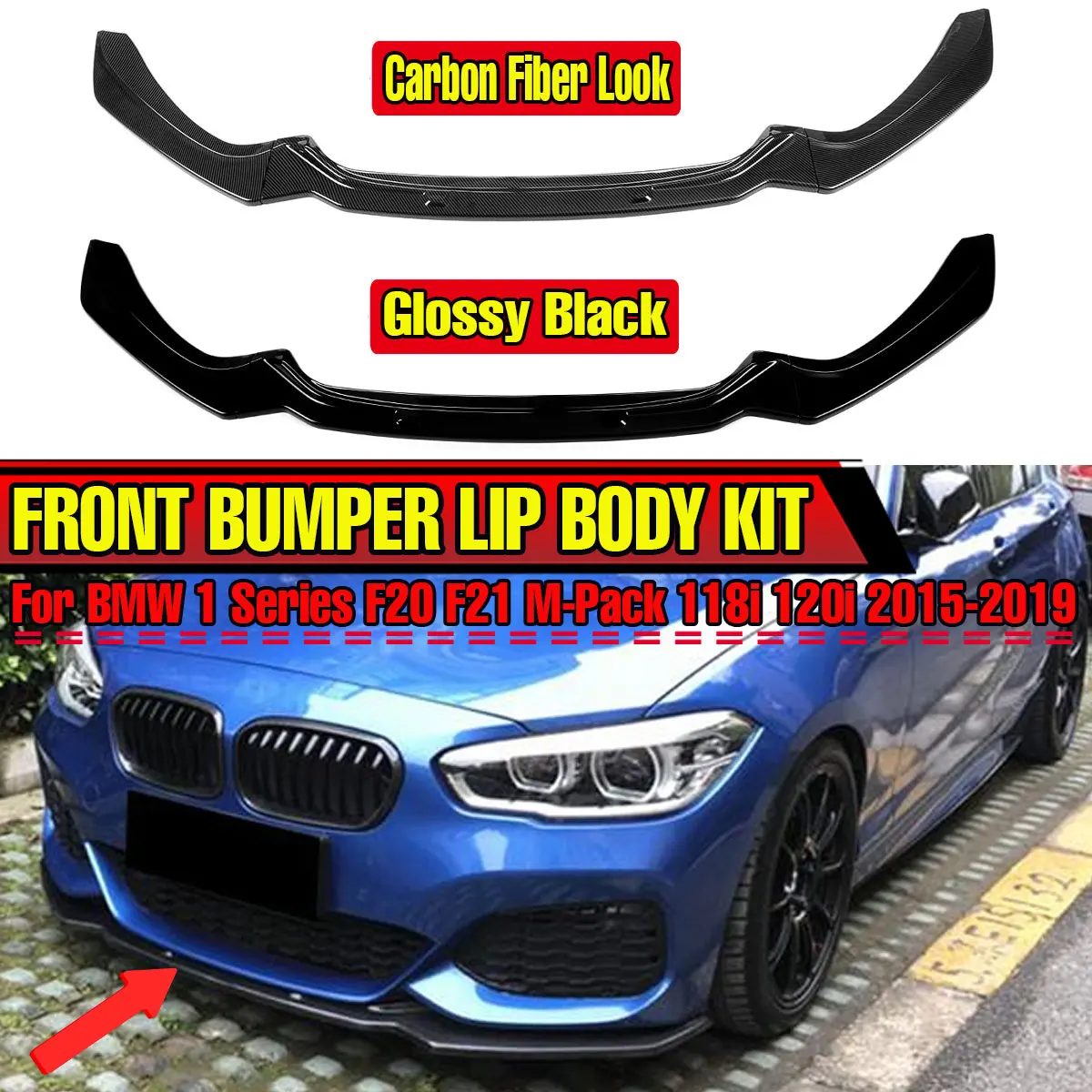 F20 Car Front Bumper Spoiler Splitter Lip Protector Diffuser Lips Guard For BMW 1 Series F20 F21 M-Pack 118i 120i 2015-2019