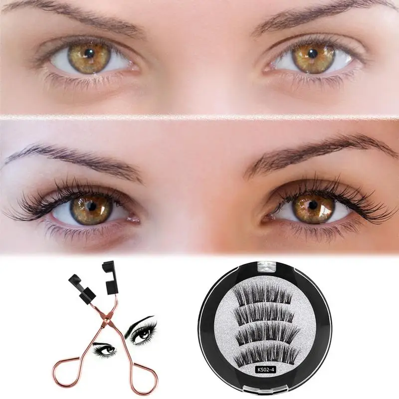 Faux-cils magnétiques sans eye-liner, sans colle, réutilisables, aspect naturel, doux, 3D, longue durée