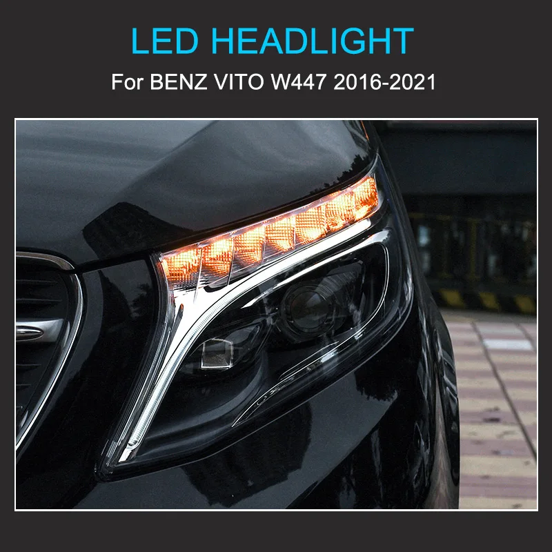 Full LED Headlights for Benz Vito 2016-2021 Headlights Plug and Play LED DRL Dynamic Turning Projector Lens Front Head Lights