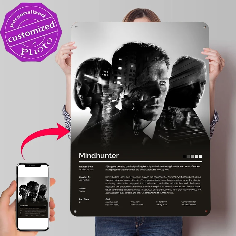 Mindhunter TV-Show Blechposter, personalisierte Wandkunst, Retro-Vintage-Metallschilder für Fans, luxuriöse Dekoration für Zimmer und Büro