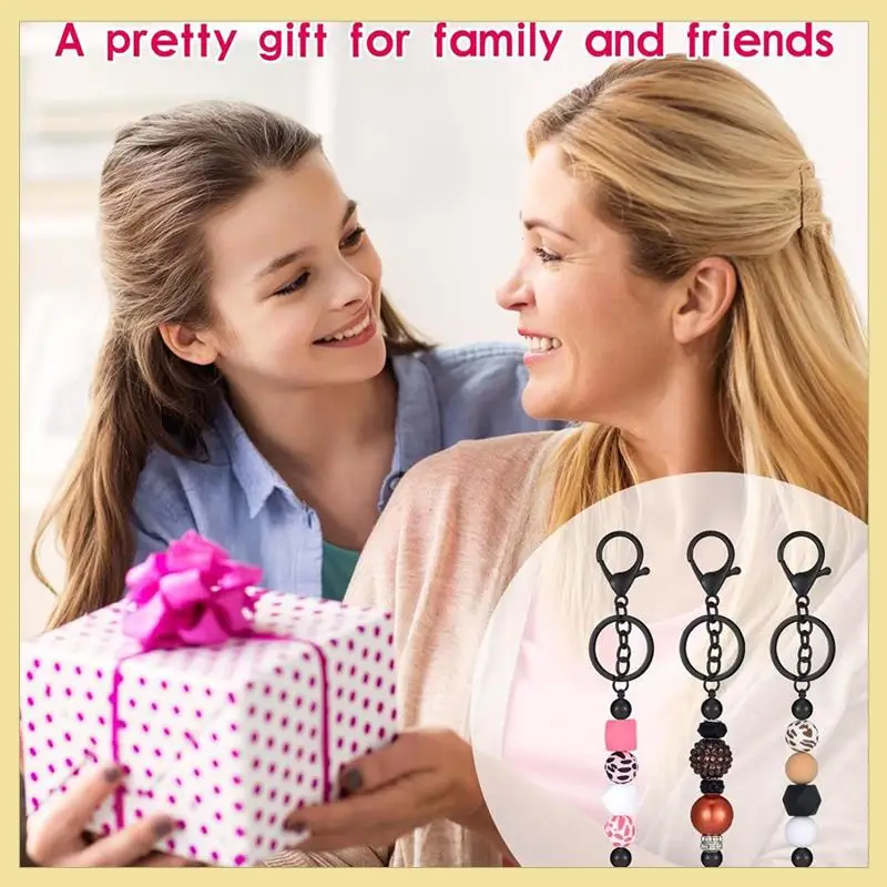 TTKK-60-delige kralen sleutelhanger hersluitbare tassen en dank u kaarten set DIY hanger projecten ambachtelijke sieraden dank u kaarten een Dura