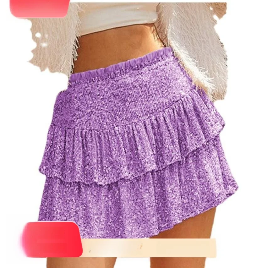 Nieuwe sexy f-lengte kralen rok dames herfst faion sexy ort pure kleur plooirok grensoverschrijdende trendy jurk