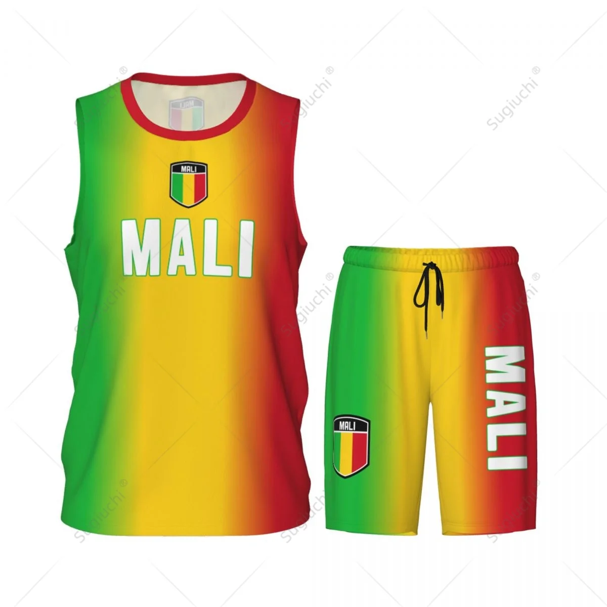 Men Mali Flag Basketball Jersey Set Mesh Shirt & Pants Sleeveless Exclusive Team-up Custom Name Nunber Unisex