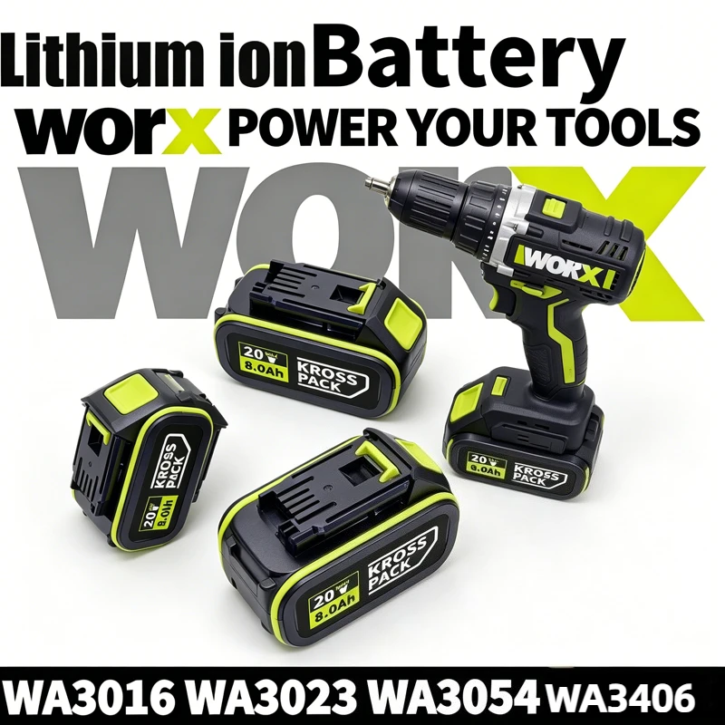 

Original 20V 6.0Ah/8.0Ah Battery for WORX Series Power ,Tools with LED Indicator,for WU279 WU182 WU690 WU380S WU533 Model,etc