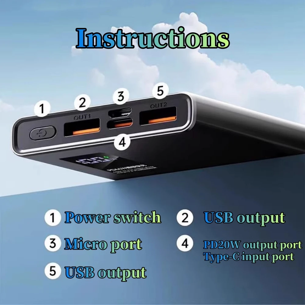 120W Power Bank For Xiaomi 200000mAh Large Capacity Fast Charging Laptop Mobile Phone Backup Power Compatible For Iphone Samsung