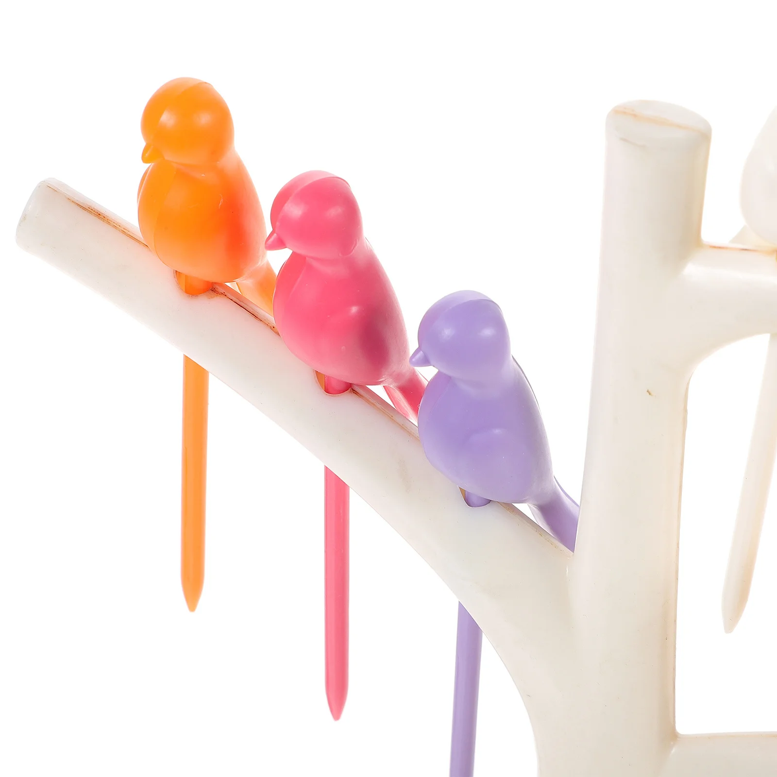 

Tree Bird Shaped Plastic Fruit Fork 14.5 X 14Cm White Rustproof For Outdoor Picnic Travel Home Kitchen Bar Use
