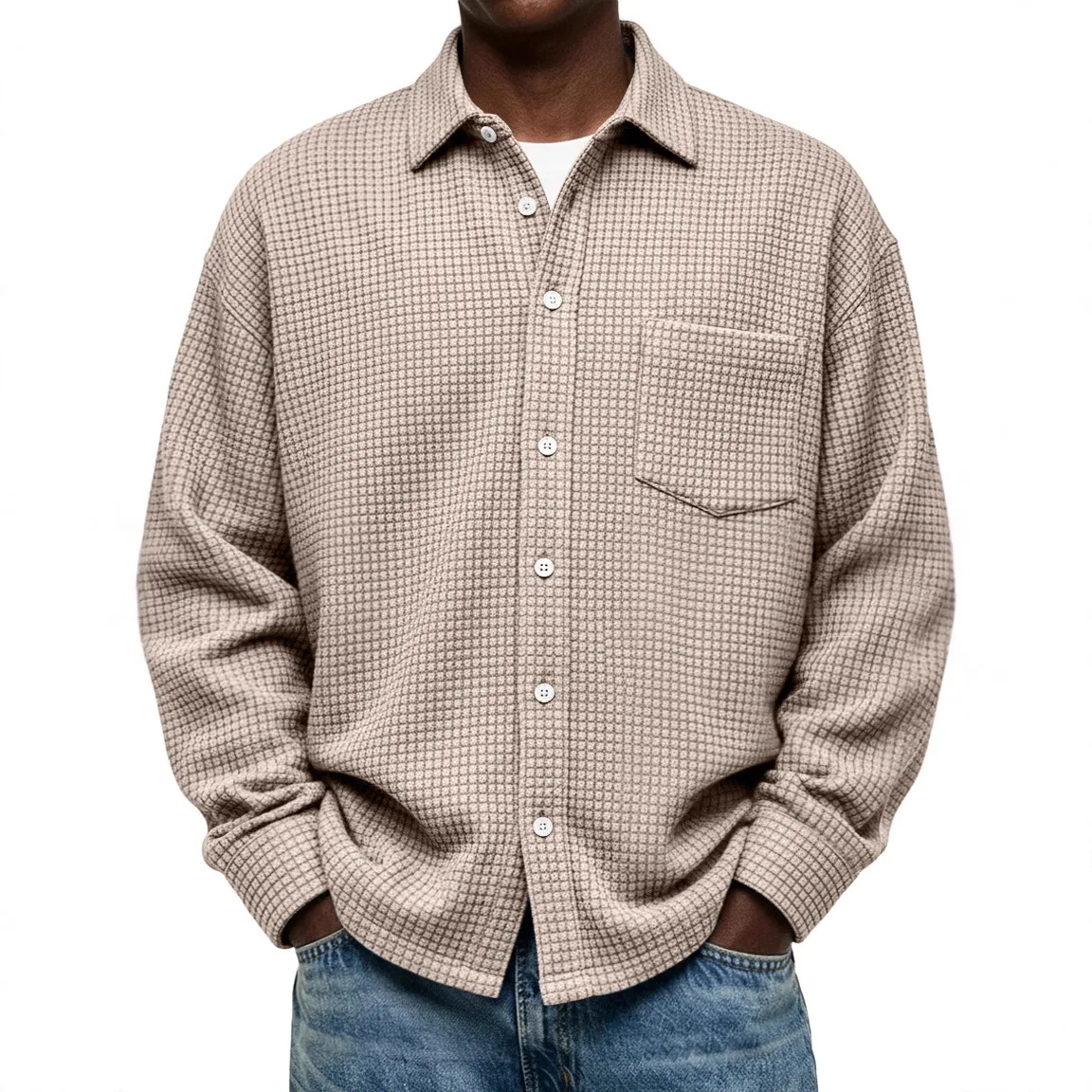 

2026 New Mens Plaid Shirt Retro Long Sleeve Loose Fit Solid Color Teen European American Autumn Casual Fashion Shirt Men's cloth