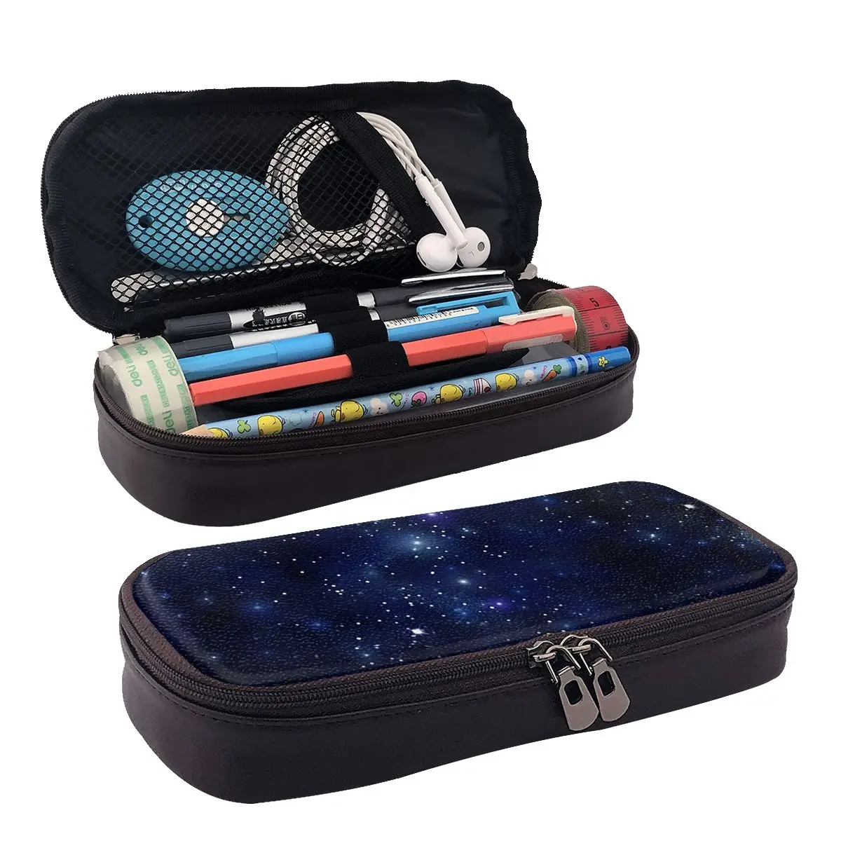 Constellation Star Clusters Galaxies Halloween Leather Pencil Case for Studen School Pen Box Pencil Bag Stationery Supplies