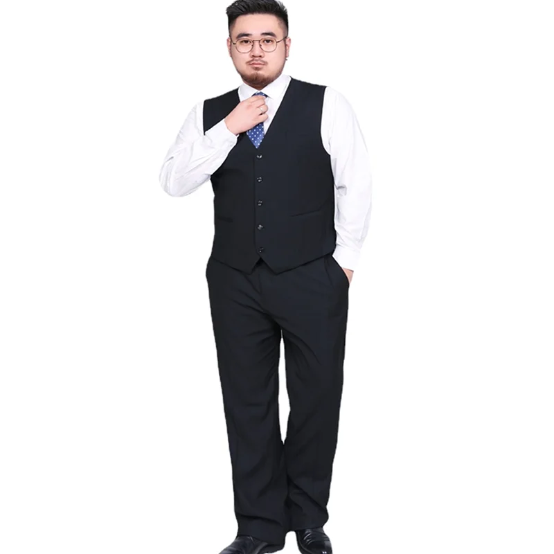 Plus Size 8XL 9XL Suit Vest Men\'s V-neck Sleeveless Vests Coat Blue and Black Can Choose S-7XL Very Cool Waistcoat for Fat Men