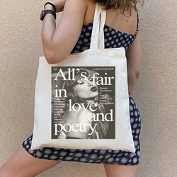 Taylor Swift Tote Bag for Women Reuseable Canvas for Girl Harajuku Shopping Grocery Female Shoulder Bags for Student