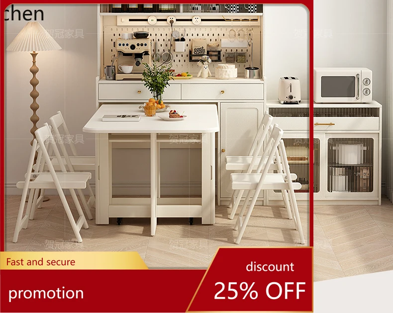 HT solid wood dining table  high cabinet against the wall can be embedded in small apartment household dining table with locker