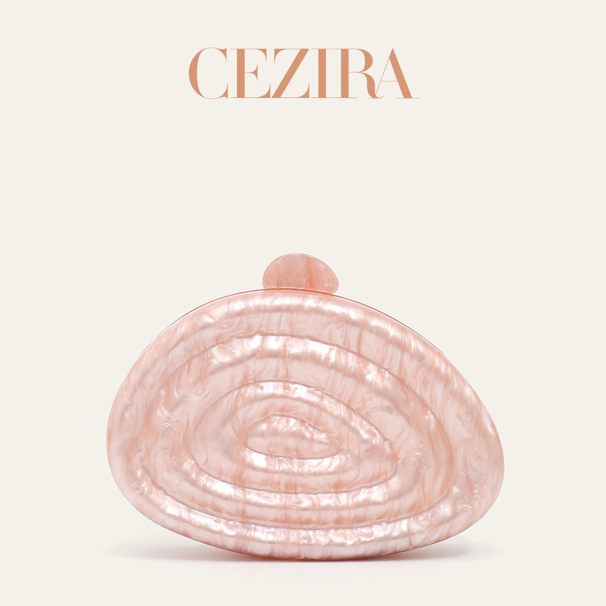 CEZIRA Einzigartig geformte, strukturierte Acryl-Clutch mit Magnetverschluss, elegante Abendtasche für Damen, geeignet für Cocktailpartys und Hochzeiten.