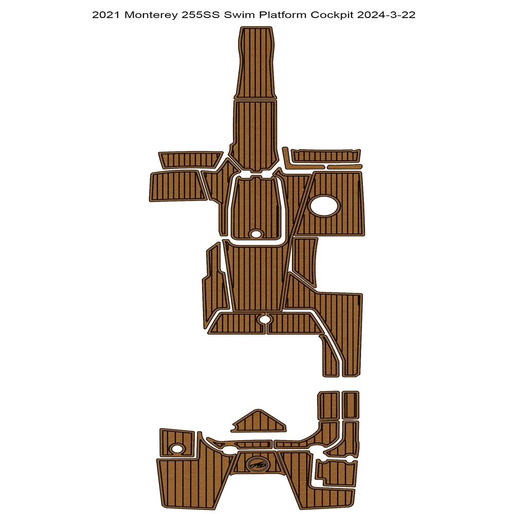 

2021, Monterey 255SS, платформа для плавания, коврик для кокпита, лодка, пена EVA, напольный коврик из тикового дерева, SeaDek MarineMat, стиль Gatorstep, самоклеящийся