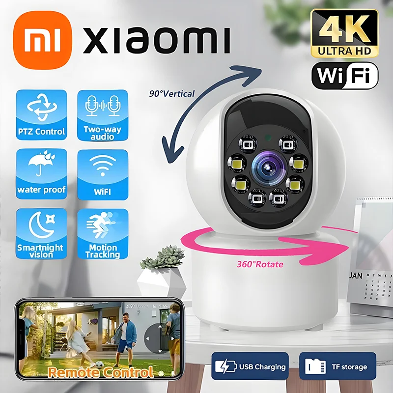 Xiaomi 4K WiFi caméra de sécurité à domicile double écran bébé moniteur AI détection humaine Vision nocturne moniteur de Surveillance Audio bidirectionnel