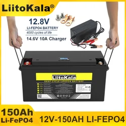 Akumulator LiitoKala 12.8V 150AH LiFePO4 12V fosforan litowo-żelazowy baterie zasilane przez USB 3.0 samochodów turystycznych bez podatku od wiatru słonecznego