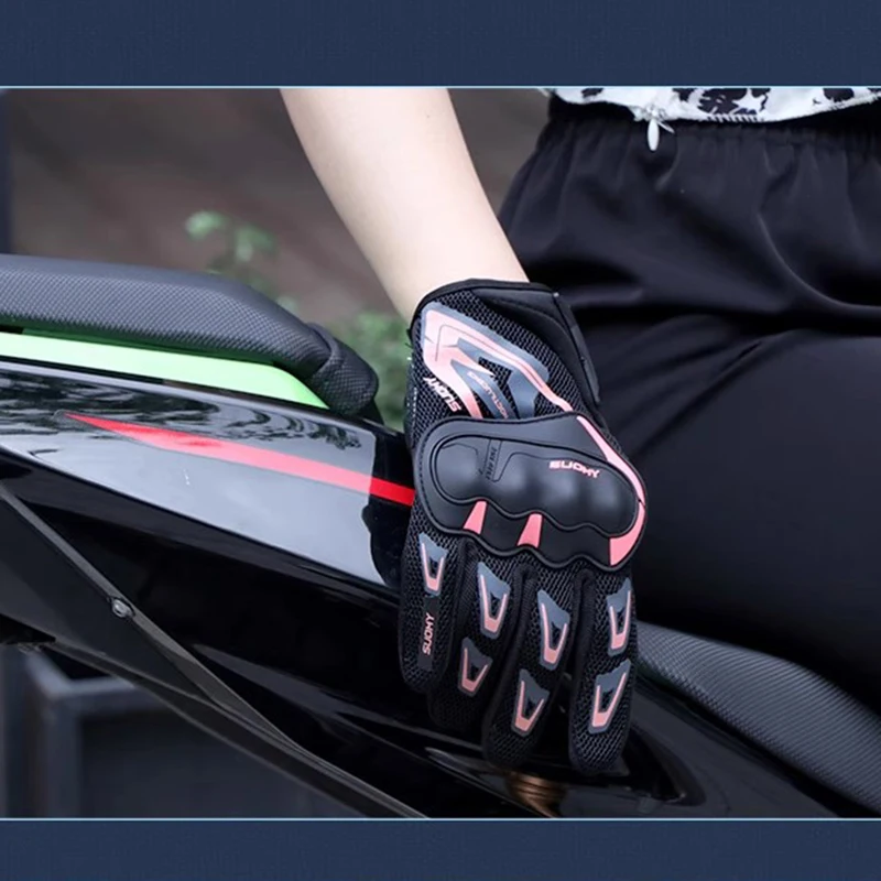 Men Women Touchscreen Motorcycle Gloves Summer Breathable Mesh Anti-Slip Fit Motocross Racing & Cycling Riders PVC Glove Items