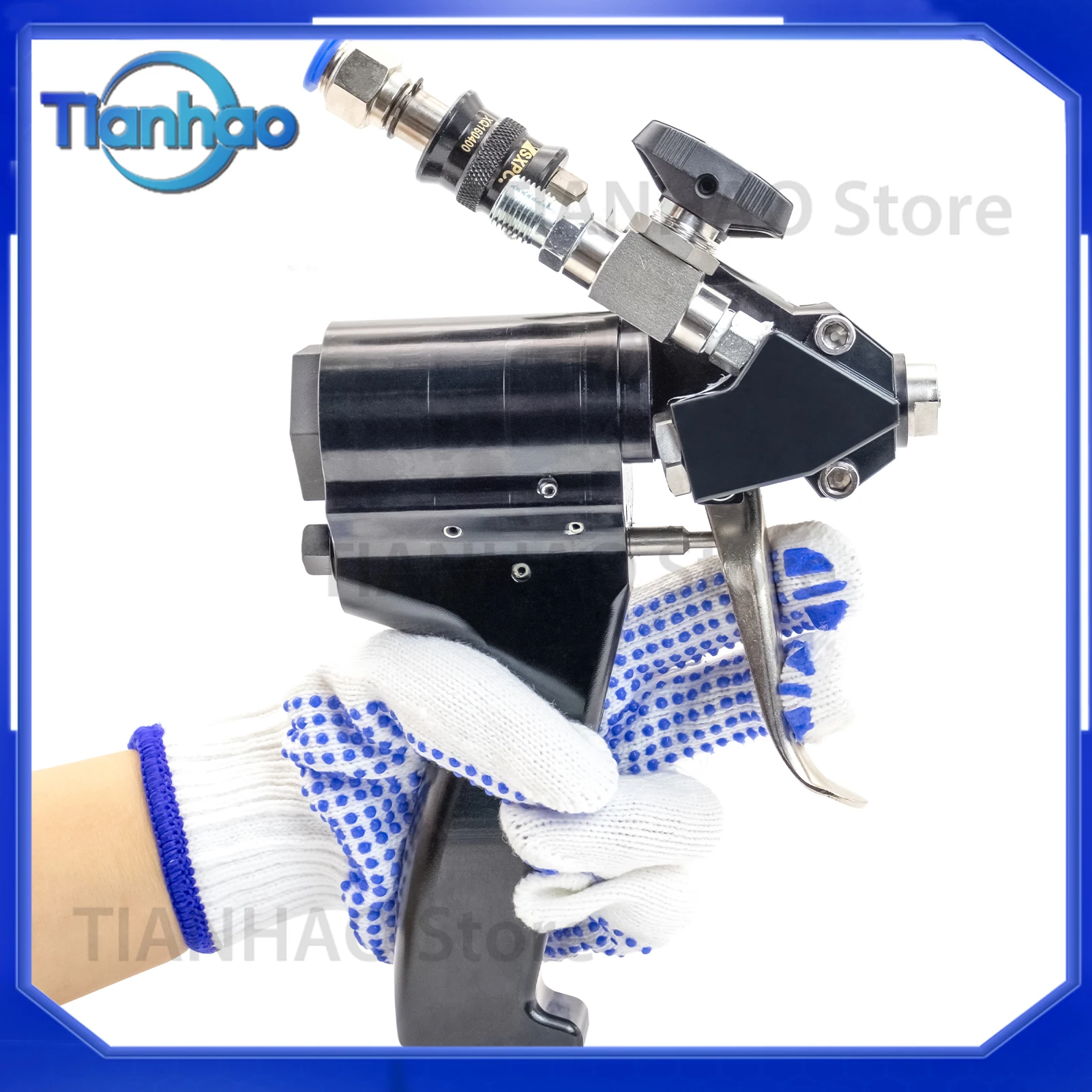 Portable PU Foam Spray Gun with Self-Cleaning P2 Air Purge Function and 2 Nozzles for Polyurethane Foam