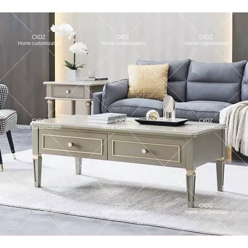 Solid Wood Coffee Table Square Multi Functional Modern Side Cabinet Small Apartment Sofa Side Table Living Room Creative Tea