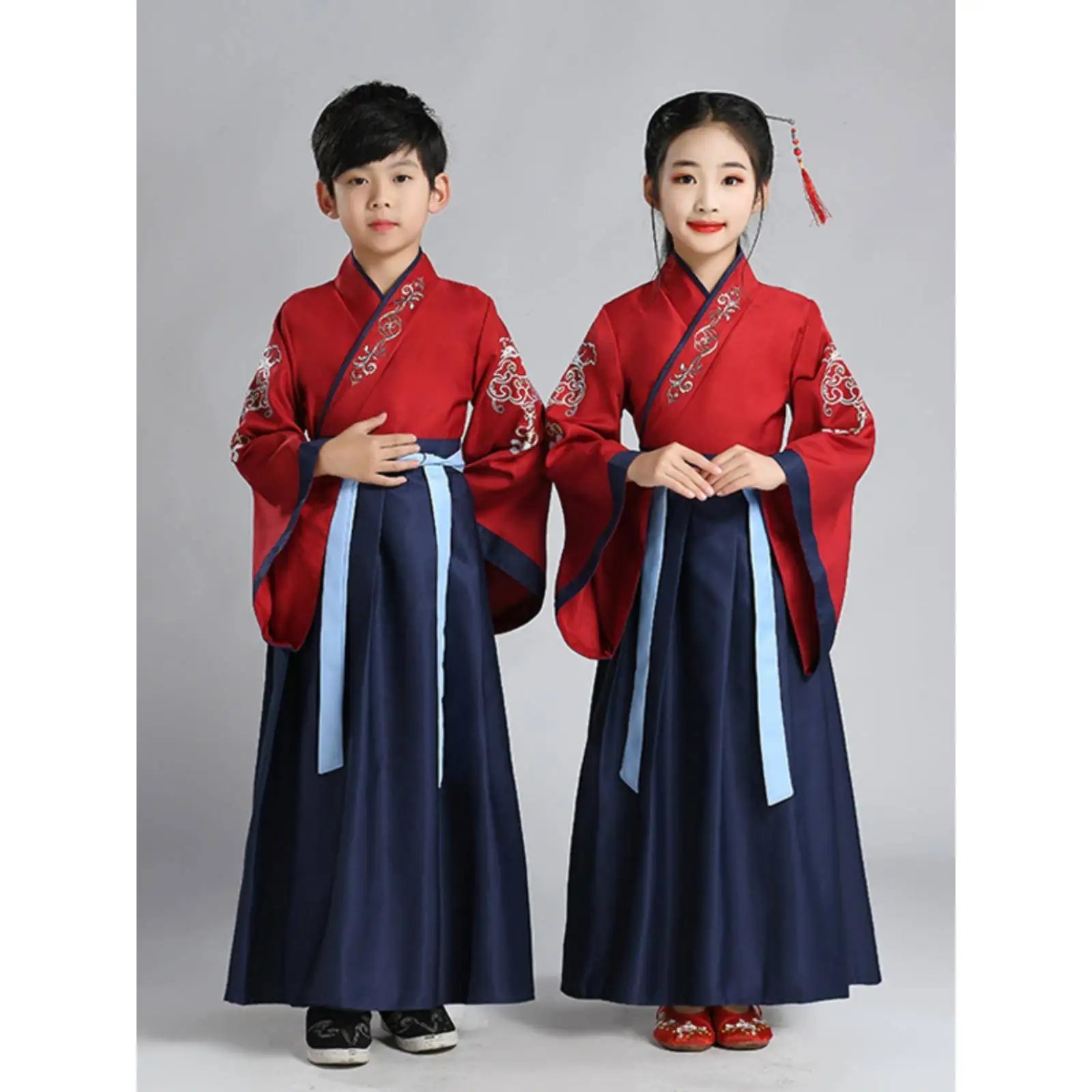 

Традиционная детская одежда в стиле династии Хань для выпускных церемоний и выступлений, старинная китайская школьная форма для первоклассников.