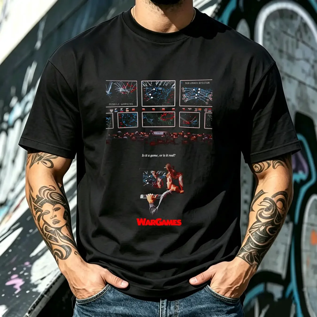 washed T Shirt WarGames Movie 80s Retro Vintage Film All Sizes S 5XL vintage Washed Breathable Slightly designer clothes