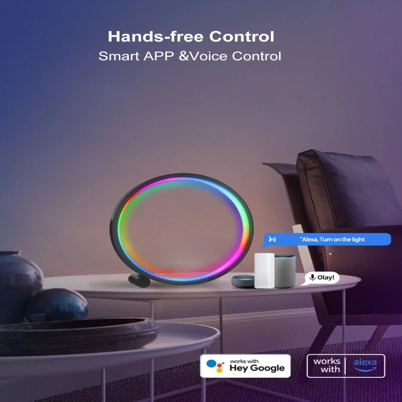 الذكية LED ضوء الليل RGB جو سطح المكتب مصباح عكس الضوء بلوتوث APP الموسيقى مزامنة الإضاءة المحيطة لغرفة الألعاب ديكور غرفة نوم