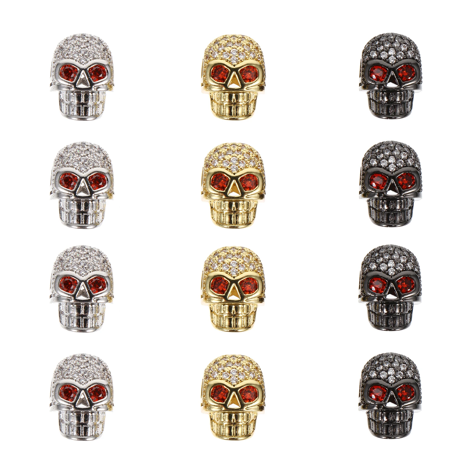 

12pcs Skull Head Spacer Beads Craft Making Charms Jewelry Decorative Loose Beads For Diy Stringing Color Sorting Educational