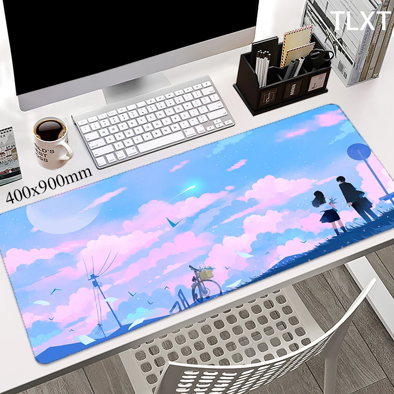 

Illustration Art Large Mouse Pad Company Mousepad PC Table Mats Computer Deskpad Desk Mat Stitched Edge Carpet 90x40cm 100x50