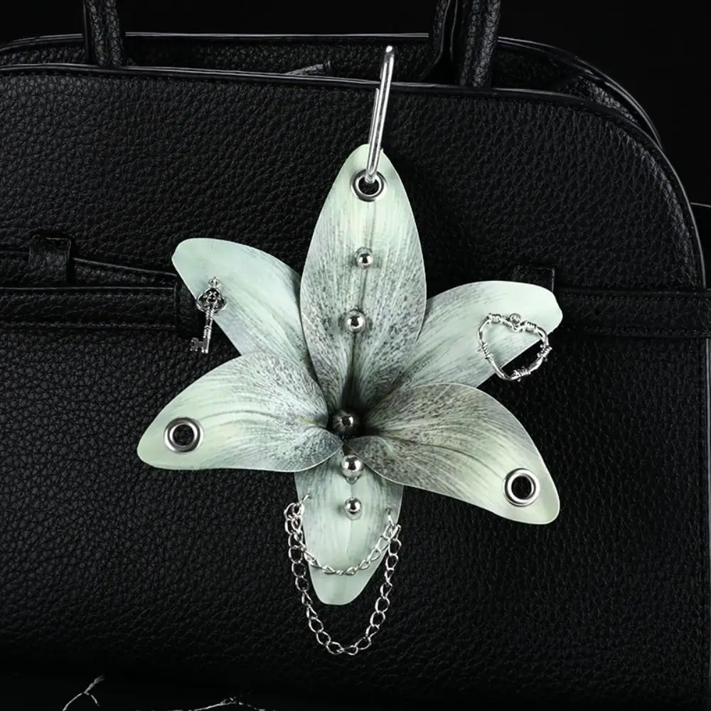 Simulation Flower Orchid Lily Keychain Backpack Decoration Colorful Simulation Flower Keyring Handmade Drilling and Puncture