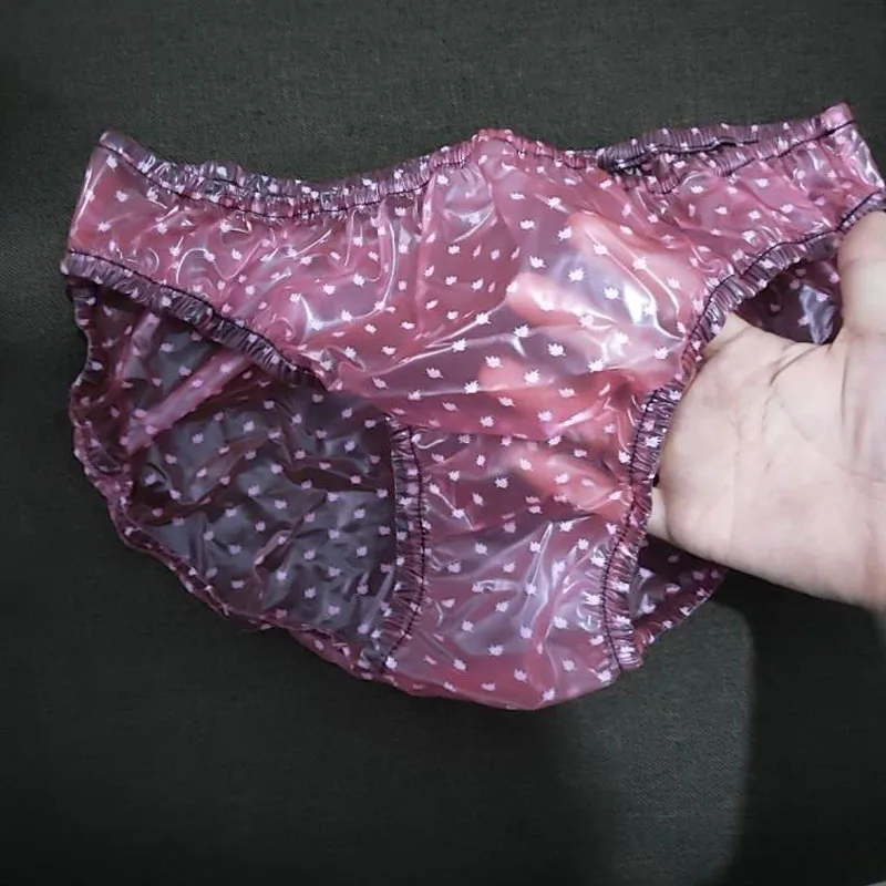 Maple Leaf Printing Transparent PVC Men Sexy Briefs Waterproof Soft Smooth Silent Women Plastic Panties