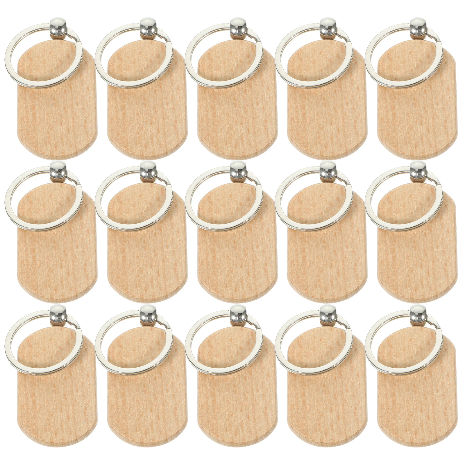 

20pcs Wooden Keychain Blank Lightweight DIY Engraving Laser Printing Beech Keychains Pendant Unfinished Wood Keyring Sewing