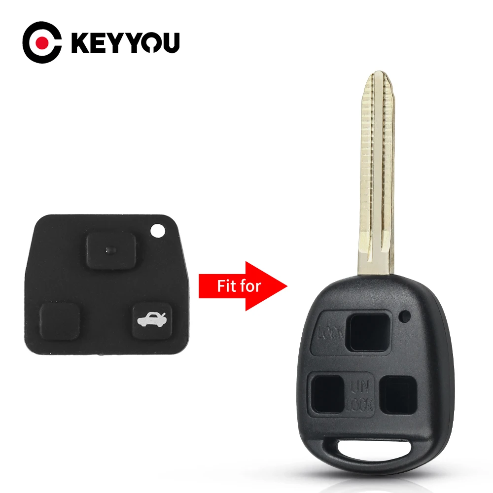 

KEYYOU 20X For Toyota Avensis Corolla Camry Yaris Prado for Lexus Rav4 Replacement Car Key Fob Silicon Rubber 3 Button Pad