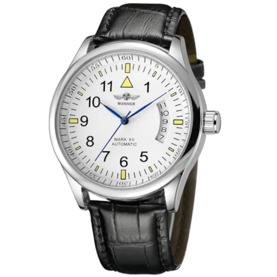 

VIGOROSO Men's Mechanical Watches Day Date Leather Automatic Self Winding Watch for Men