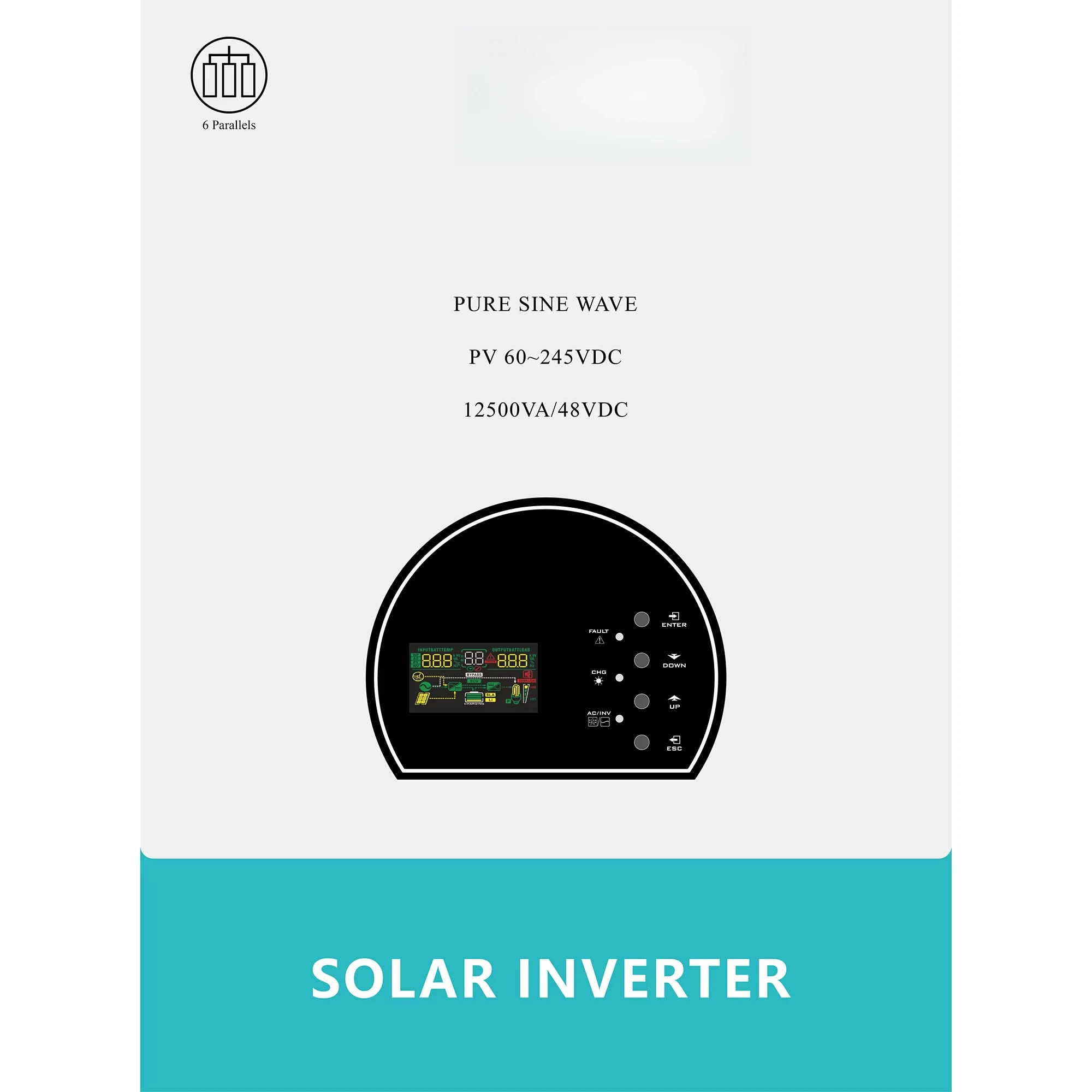 

Solar Power Inverter YF-FS-WM 12548P with LCD Display 10000W Efficiency 230VAC Output 100A Current