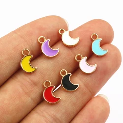 50Pcs 11x7mm Small Alloy Moon Charms Pendants Multi Colors For DIY Bracelet Necklaces Jewelry Making Accessories