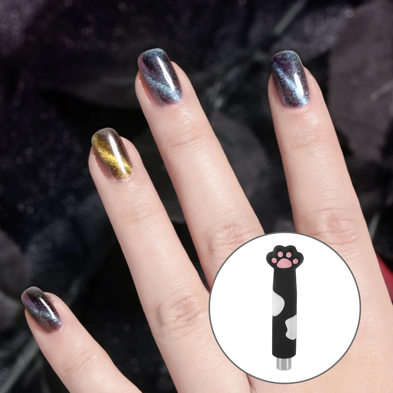 

2Pcs Cat Eye Magnet Nail Tool Cat Paw Design Lightweight Durable Magnetic Nail Art Tool Gel Polish Magnet Stick for Nails