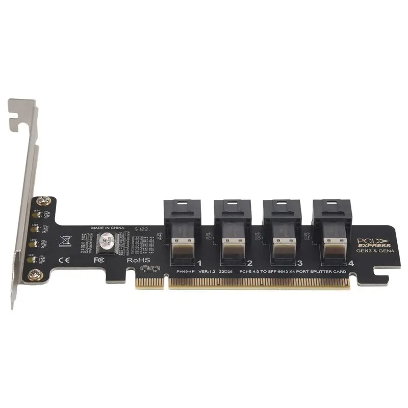 

Карта расширения A23F-NGFF PCI-E 16X на 4 порта U.2 NVME, адаптер SFF-8639/8643 NVME PCIE SSD для материнской платы