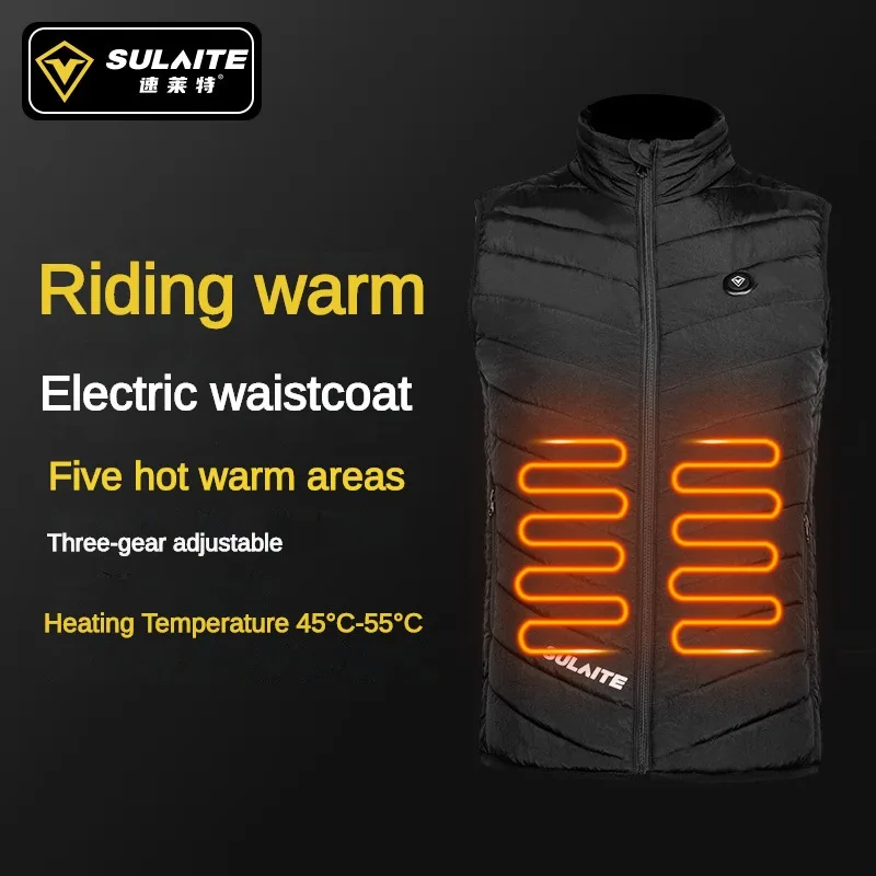 

SULAITE Heated Down Jacket Smart Electric Heating Vest Winter Self-heating Full Body Charging Sleeveless Vest for Men and Women