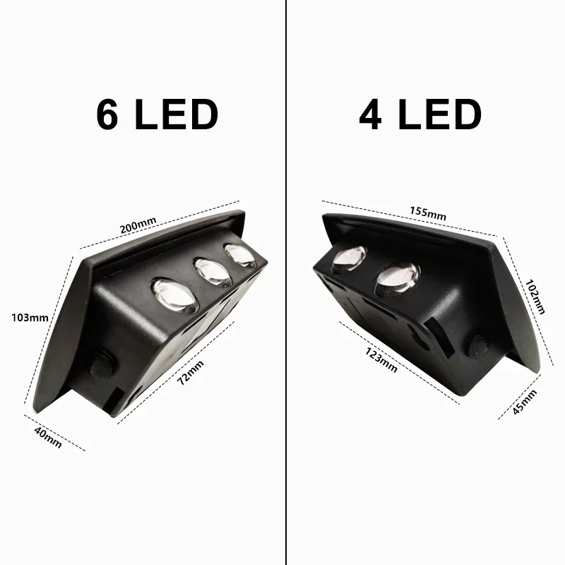 Solar LED Spotlight Outdoor Wall Lamp 4/6 LED Waterproof Up and Down Luminous Fence Lighting for Wall Balcony Courtyard Garden